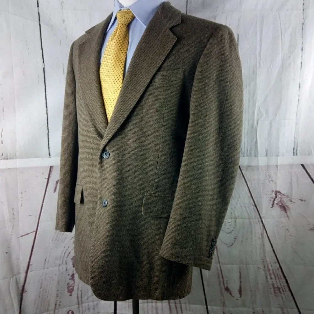 Zylos George Machado 42L CamelHair Blend Multicolor Birdseye Blazer Sport Coat